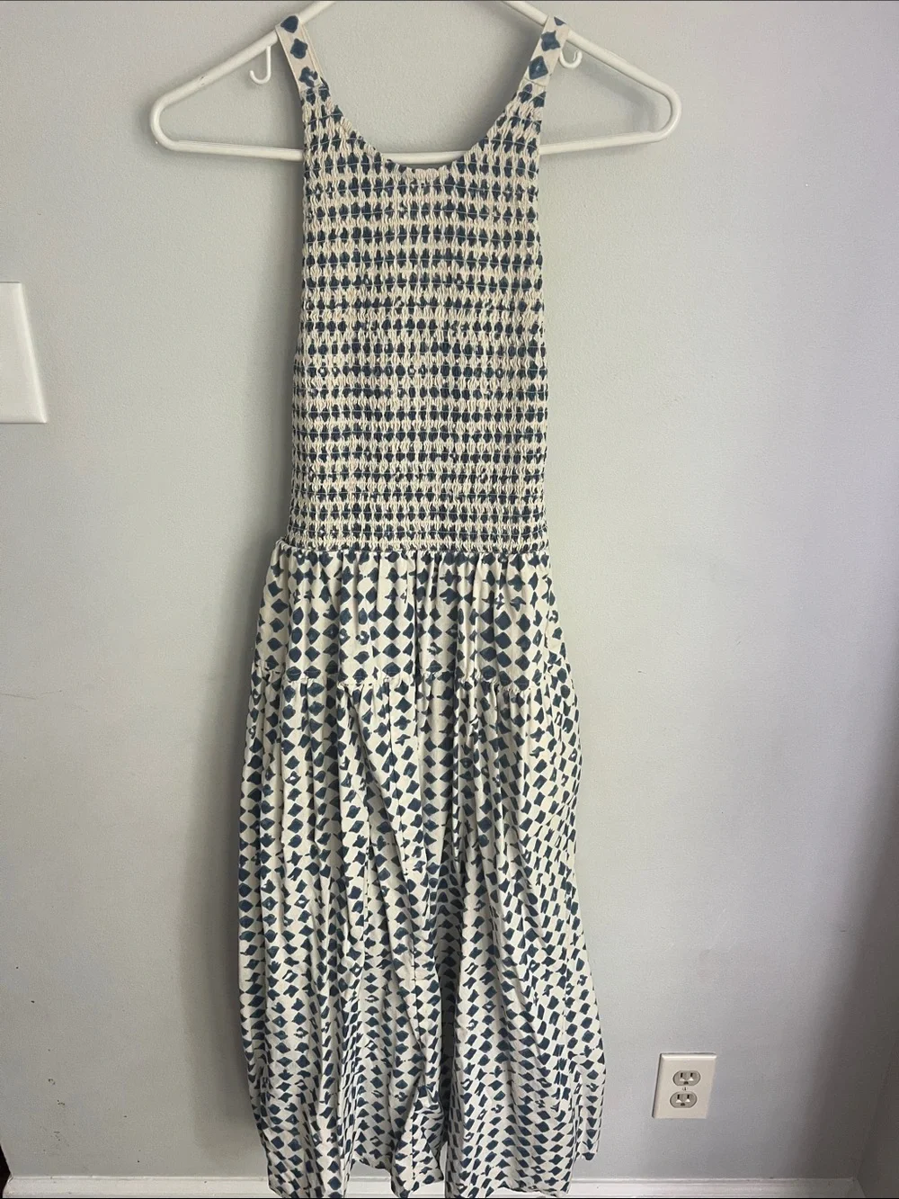 Madewell White and Navy Blue Patterned Maxi Dress - Picture 4 of 7